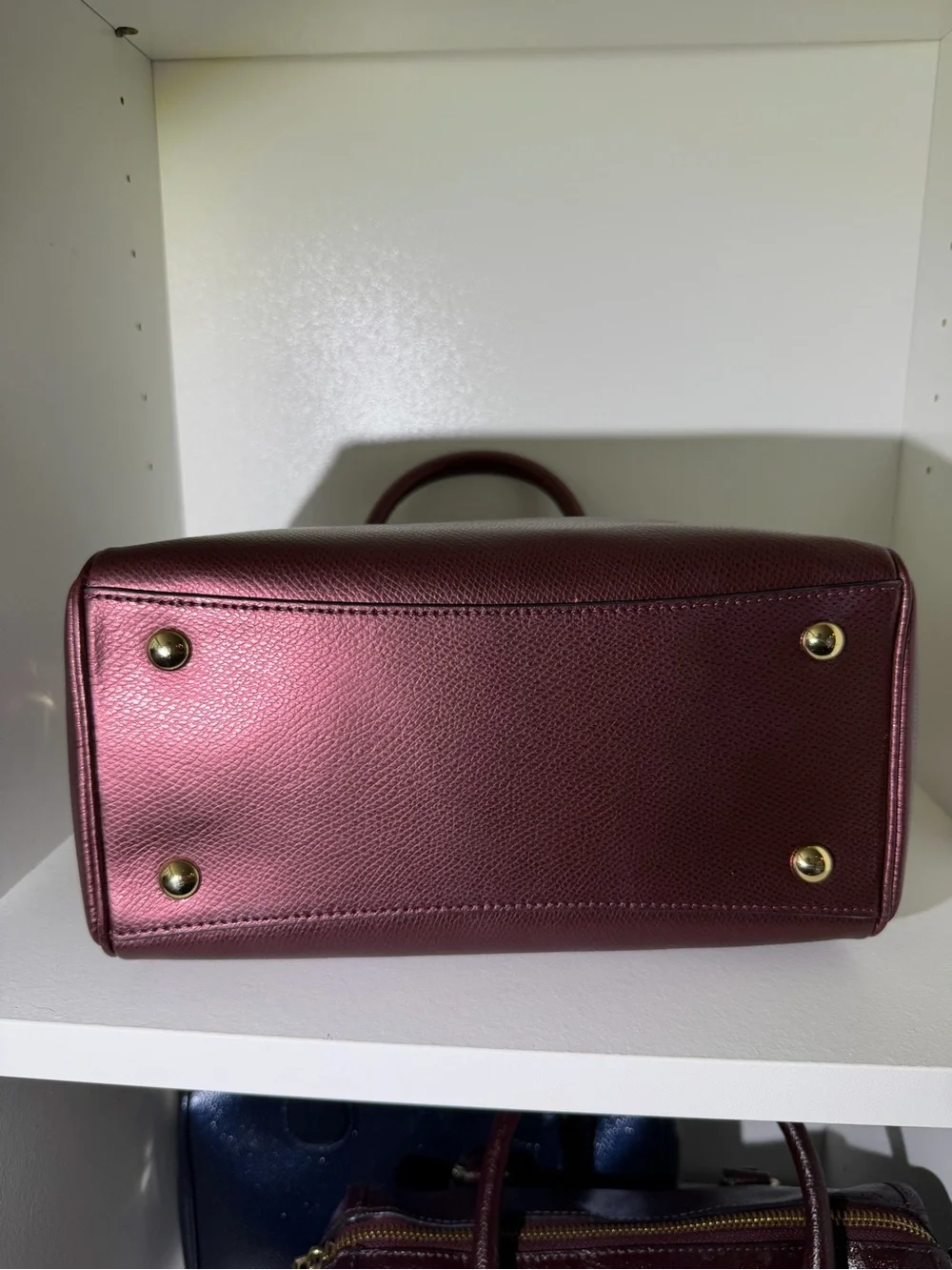 Coach Bennett Metallic Plum Dome Satchel with Gold Hardware - Picture 7 of 10